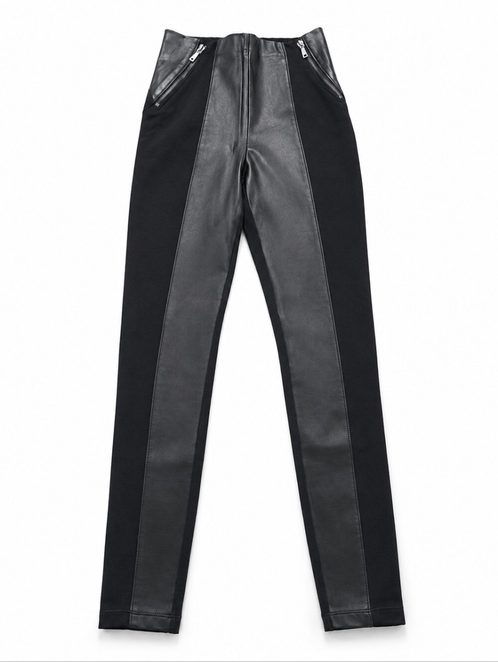 Guess Los Angeles High Waisted Faux Leather Panel Leggings Black Moto Pants